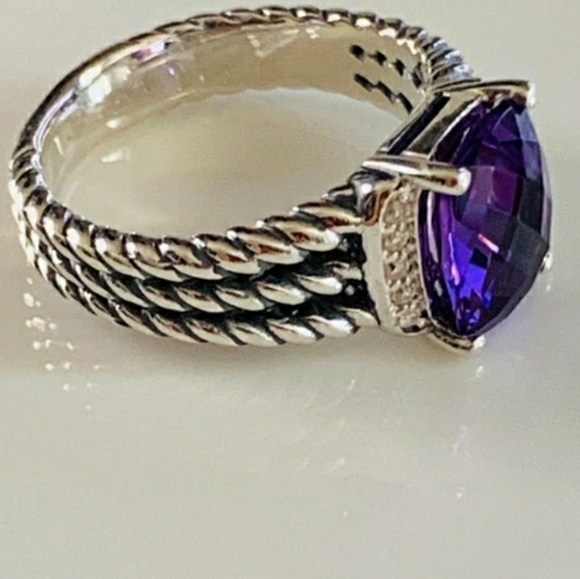 David Yurman Purple Amethyst Wheaton Petite Ring Size 7 - Picture 9 of 16
